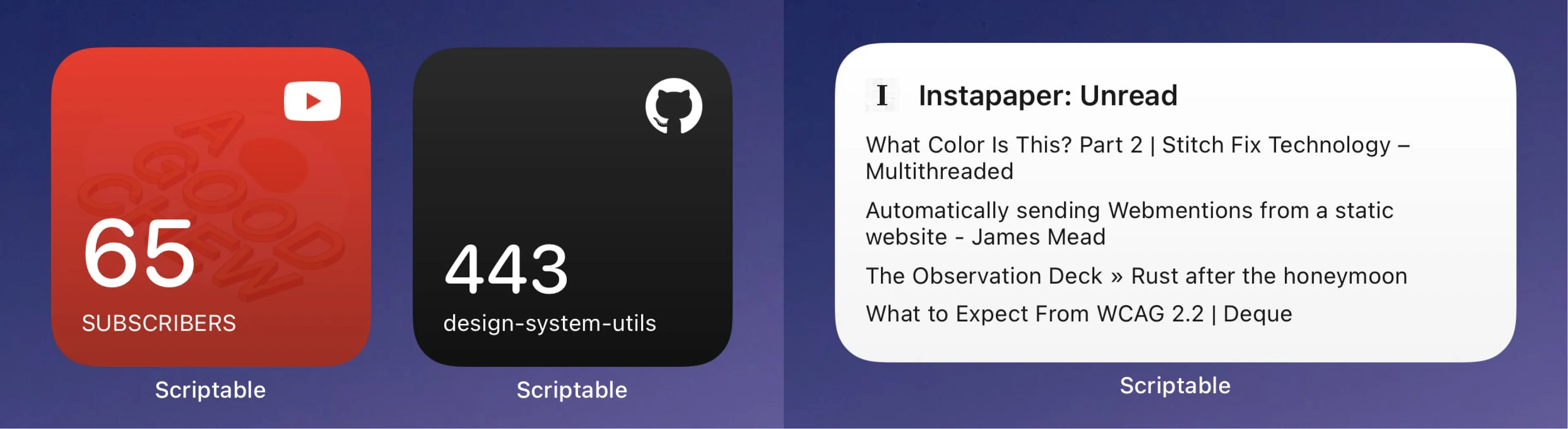 Examples of the Scriptable widgets I created